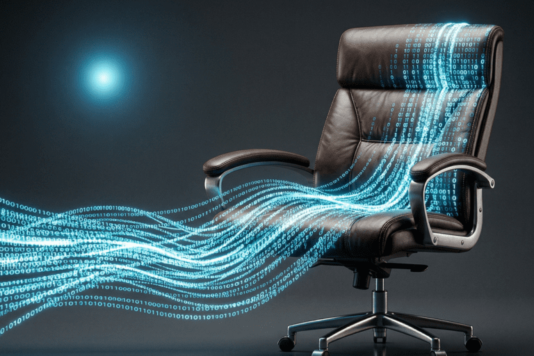 a chiar with matrix stuff running through it losing jobs to ai